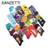 Partihandel-Sanzetti 5 Par / Lot Kombinerat Bomull Färgrik Gogh Retro Oljemålning Män Strumpor Cool Casual Dress Funny Party Dress Crew Socks