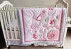 2015 Hot selling Baby bedding sets Applique Embroidery 3D bird baby Crib bedding sets 100% cotton 7pcs Baby quilt bed around