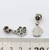 MIC 150pcsAntique Silver Tone Paw Print Charm Dangle Perles Fit Charm Bracelets DIY Bijoux 12x27mm