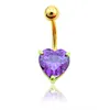 Wholesale Fashion Belly Button Rings Gold Plated Surgical Steel 3 Color Crystal Heart Navel Body Piercing Jewelry