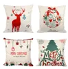 4545cm kuddefodral Juldekorationer för Hem Santa Clause Christmas Deer Cotton Linen Cushion Cover Home Decor6744559