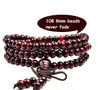 108 6mm Véritable Perles De Bois De Santal Rouge Bouddha Malas Bracelet Bijoux Sains Homme Poignet Mala Bracelets Long Bracelet Religion Cadeau 261F