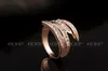 Fashion New Austrian Crystal Zircon Angel wings Ring Wedding Engagement Ring Full Size Real 24K Rose Gold Filled Fashion Jewelry A044