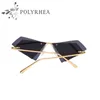 Fashion Designer Sunglasses Small Unique lrregular Frameless Women Men Brand Double Lens Sun Glasses With Box And Cases