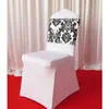 28cm * 80cm Blanc Noir Flocage Taffetas Couverture De Chaise Housse Avec Embrasses / Elegance Damask Corset Chaise Ceinture