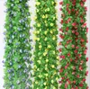 2,2 m Flores de rosa artificial Wisteria Vine Flower Rattan Silk Flower para Decoração de canal de ar condicionado Garland e ornamento em casa HH04