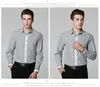 도매 - 새로운 고품질 남성 캐주얼 슬림 피트 셔츠 코튼 모달 긴 소매 스트라이프 망 세련된 드레스 셔츠 무료 배송