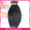 9A Mongolian Kinky Straight Human Hair With Closure Free Middle Three Part Italian Coarse Yaki Lace Closure With Bundles 4pcs/lot