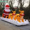 6m Christmas Display Inflatable Santa Claus Driving Inflatable Reindeer Sleigh