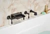 Wand gemonteerd waterval badkamer badkraan olie gewreven bronzen kuip mixer 3 handgrepen6242919