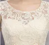 2019 Champagne Recién llegado Vestidos de novia cortos Vestidos de dama de honor Hasta la rodilla Vestido de novia de tul con cordones y lazo personalizado7478198