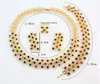 Brand New Fashion Unique Design 18K Gold Plated Colorful Crystal Statement Necklace Bracelet Earring Ring Wedding Jewelry sets