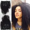 4B 4C Kinky Curly Clip In Human Hair Extensions 7st Brasiliansk African American Clip In Human Hair Extensions Clip In