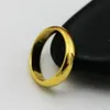 Anel de casamento amarelo esmaltado para homens e mulheres com caixa banhado a ouro 24k, acessórios de joias para festa de noiva, anéis masculinos304n