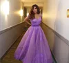 Vintage Lebanese Najwa Karam Celebrity Prom Dress Saudi Arabia Dubai Ball Gown Lilac Sheer Neck Lace Lebanon Long Evening Party Gowns