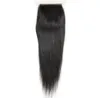 브라질 직선 인간 처녀 머리카락 4x4 레이스 클로저 표백 된 매듭 100G/PC 자연 검은 색 색상 1B 더블 웨이프 헤어 확장