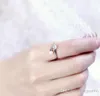 Fri frakt 925 sterling silver ring telesthesia dubbel kristall öppen design enkla vigselringar kvinna smycken EH128