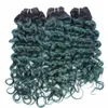 Ombre cheveux humains paquets vague profonde vert deux tons couleur profonde cheveux bouclés trame brésilienne vierge cheveux Weave3666297