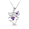 Gratis frakt Fashion Högkvalitet 925 Silver dubbel lämna Purple Diamond Jewelry 925 Silver Necklace Valentine's Day Holiday Gifts Hot 1667