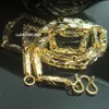 18k Guldfylld herrkvinnans finish Solid Cuban Link Halsbandskedja 50cm L N298206D