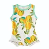 Newborn Baby Rompers Summer Sleeveless Lemon Printed Jumpsuits Infant Baby One Pieces Romper High Quality Tassel Kids Girls Jumpsuit Clothes