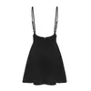 Skirts Wholesale- Women Black Skirt With Shoulder Straps Pleated Suspender High Waist Mini School Skirt1