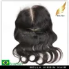 100 Extensions de cheveux humains péruviens HDBrown fermeture supérieure milieu 2 parties vague de corps dentelle transparente couleur naturelle BellaHair5732254