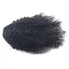 Obehandlat Brasiliansk Virgin Hair Kinky Curly Drawstring Ponytail Human Hair Ponytail Extensions Curly Ponytail för svarta Kvinnor 1B Färg