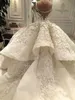Luksusowa suknia balowa suknia ślubna z ramienia iskierki kryształy koraliki cekiny koronkowe aplikacje Luksusowe suknie ślubne z długim pociągiem