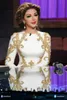 2015 Fashion Arabia Sexy Singer Myriam Fares Dresses Round Neck Beaded Mermaid Evening Celebrity Dresses Floor Length Chiffon Formal Dress