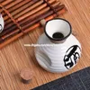 Antik orientalisk vindryckware Sake Servering Set med 1 flaska 2 koppar kinesiska kalligrafi design porslin japanska asiatiska affärsgåvor