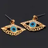 Novo design vintage azul mau olhos 18k banhado a ouro gargantilha colar brincos pendurados conjuntos de joias de strass 5456502