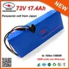 No Customs Duty 72V 17.4Ah Lithium Li Ion Battery Pack 72V Electric Bike Battery Pack with 84V 2.0Ah Charger for 1080W Motor