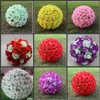 12 " ~16 " Elegant Artificial Silk Roses Flowers Kissing Ball 10 Colors For Wedding Christmas Ornaments Party Decoration Supplies