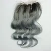 1B Dark Grey 4x4 Lace Closure Brazilian Body Wave Hair Ombre Human Hair Free Middle Part