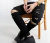 2021 Mens Fashion Ripped Jeans Distressed Skinny Biker Zippers Design Knees Holes Byxor Man Vår Höstkläder Byxor