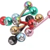 Bijoux de langue T05 100pcslot mélange 7 couleurs en acier inoxydable Crystal anneau de langue Barbbell Bijoux de piercing 1068832