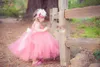 Echte foto Little Girl039S Pageant Jurken Glitz 2015 Peuter boog Coral Long Baby Flower Jurk voor bruiloft Meisjes Kinderfeest P3467591