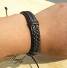 Doppelt echtes Leder Wrap geflochtene Armbänder breit Punk Armreif Hanf Armband Mode Männer Frauen handgefertigt neu Großhandel 12 Stück