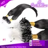 Kolor # 1 # 1b # 2 # 4 Brazylijski Peruwiański Dziewiczy Micro Pierścień Pętla Proste Włosy Przedłużenie 100% Ludzki Węzeł Wątek Remy Micro Loop Hair Extension