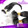 Cor # 1 # 1b # 2 # 4 Brasileiro Virgem Peruano Micro Anel Loop Extensão Do Cabelo Em Linha Reta 100% cabelo humano trama remy Micro Loop Extensão Do Cabelo