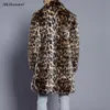 Partihandel-Fashion Mäns Leopard Coat Vinter Tjocken Faux Fur Coats Fluffy Coat för män Lång päls Jacka Stor storlek Varma Overcoat Toppar 3xl