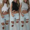 Wholesale-summer Fashion Women Casual Cotton Shirts Crop T-shirt Tops S-XL Hot Tee