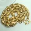 Noble Men18K Gold Filled hollow bead Necklace Curb Chain Link 50CM L 7mm N300184e