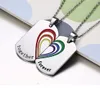 Brand New Romantic One Pair Coppia Amante Regali Colorful Dog Tag Collana con ciondolo Argento Acciaio inossidabile insieme Cuore per sempre