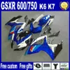 Jogo de carenagem ABS para SUZUKI GSXR 600 750 06 07 K6 peças motobike preto azul branco GSX-R 600/750 2006 2007 carenagens FS60