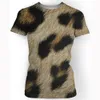 FG1509 Moda donna/uomo leopardo pelliccia magliette estate casual girocollo tee animale stampa leopardo design 3d maglietta hip hop top magliette