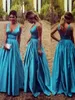 مثير عميق الخامس الرقبة فساتين السهرة 2016 vestidos دي فييستا المرأة حزب رسمي أثواب عارية الذراعين الملكي الأزرق مساء اللباس رداء دي سواريه