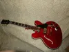 China Gitarre Red Custom Gitarre 6 Gangschalter Hollow Jazz E-Gitarre System Flame Top OEM Günstig