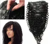 Novo Clipe Curly Humano Cabelo trama brasileira em remy virgem extensões do cabelo humano não processado Natural Preto / Castanho Cor 9pcs / set